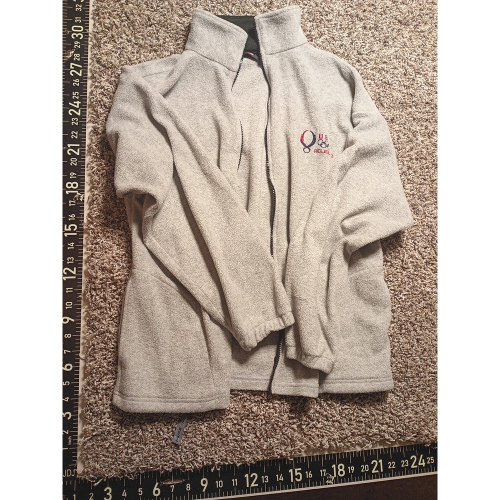 Team USA Beijing 2008 Olympics Fleece Jacket Gray Full Zip Mens Large Vintage